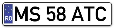 Placuta inmatriculare numar auto  MS-58-ATC, MS 58 ATC, MS58ATC
