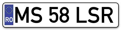 Placuta inmatriculare numar auto  MS-58-LSR, MS 58 LSR, MS58LSR