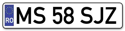 Placuta inmatriculare numar auto  MS-58-SJZ, MS 58 SJZ, MS58SJZ