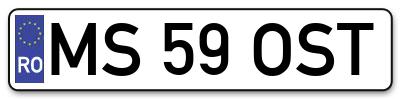 Placuta inmatriculare numar auto  MS-59-OST, MS 59 OST, MS59OST