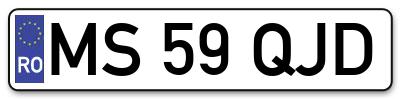 Placuta inmatriculare numar auto  MS-59-QJD, MS 59 QJD, MS59QJD