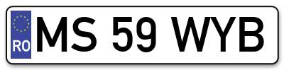 Placuta inmatriculare numar auto  MS-59-WYB, MS 59 WYB, MS59WYB