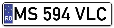 Placuta inmatriculare numar auto  MS-594-VLC, MS 594 VLC, MS594VLC