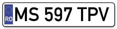 Placuta inmatriculare numar auto  MS-597-TPV, MS 597 TPV, MS597TPV