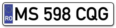 Placuta inmatriculare numar auto  MS-598-CQG, MS 598 CQG, MS598CQG