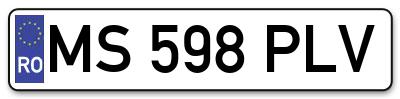Placuta inmatriculare numar auto  MS-598-PLV, MS 598 PLV, MS598PLV