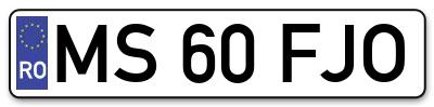 Placuta inmatriculare numar auto  MS-60-FJO, MS 60 FJO, MS60FJO