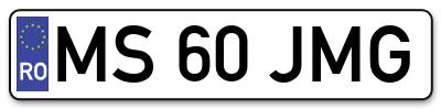 Placuta inmatriculare numar auto  MS-60-JMG, MS 60 JMG, MS60JMG
