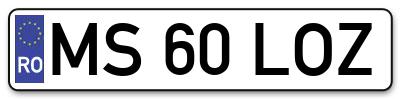 Placuta inmatriculare numar auto  MS-60-LOZ, MS 60 LOZ, MS60LOZ