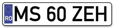 Placuta inmatriculare numar auto  MS-60-ZEH, MS 60 ZEH, MS60ZEH