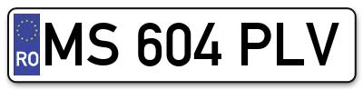 Placuta inmatriculare numar auto  MS-604-PLV, MS 604 PLV, MS604PLV