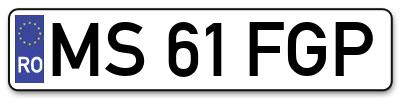 Placuta inmatriculare numar auto  MS-61-FGP, MS 61 FGP, MS61FGP