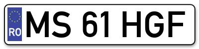 Placuta inmatriculare numar auto  MS-61-HGF, MS 61 HGF, MS61HGF