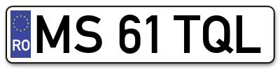 Placuta inmatriculare numar auto  MS-61-TQL, MS 61 TQL, MS61TQL