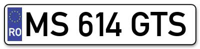 Placuta inmatriculare numar auto  MS-614-GTS, MS 614 GTS, MS614GTS