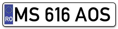 Placuta inmatriculare numar auto  MS-616-AOS, MS 616 AOS, MS616AOS