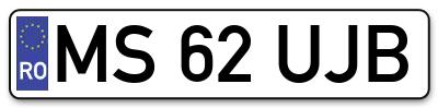 Placuta inmatriculare numar auto  MS-62-UJB, MS 62 UJB, MS62UJB