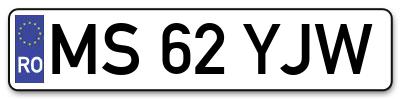 Placuta inmatriculare numar auto  MS-62-YJW, MS 62 YJW, MS62YJW