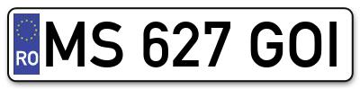 Placuta inmatriculare numar auto  MS-627-GOI, MS 627 GOI, MS627GOI