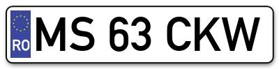 Placuta inmatriculare numar auto  MS-63-CKW, MS 63 CKW, MS63CKW