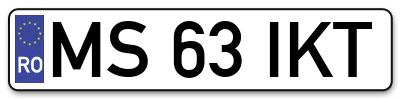 Placuta inmatriculare numar auto  MS-63-IKT, MS 63 IKT, MS63IKT