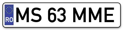 Placuta inmatriculare numar auto  MS-63-MME, MS 63 MME, MS63MME