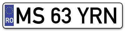Placuta inmatriculare numar auto  MS-63-YRN, MS 63 YRN, MS63YRN