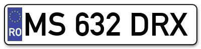 Placuta inmatriculare numar auto  MS-632-DRX, MS 632 DRX, MS632DRX