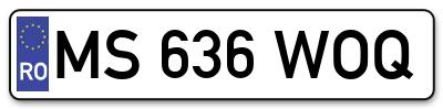 Placuta inmatriculare numar auto  MS-636-WOQ, MS 636 WOQ, MS636WOQ