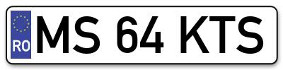 Placuta inmatriculare numar auto  MS-64-KTS, MS 64 KTS, MS64KTS
