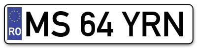 Placuta inmatriculare numar auto  MS-64-YRN, MS 64 YRN, MS64YRN
