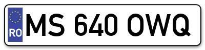 Placuta inmatriculare numar auto  MS-640-OWQ, MS 640 OWQ, MS640OWQ