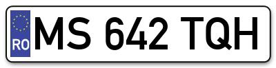 Placuta inmatriculare numar auto  MS-642-TQH, MS 642 TQH, MS642TQH