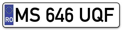 Placuta inmatriculare numar auto  MS-646-UQF, MS 646 UQF, MS646UQF