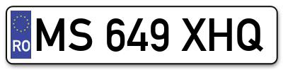 Placuta inmatriculare numar auto  MS-649-XHQ, MS 649 XHQ, MS649XHQ