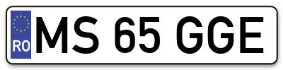 Placuta inmatriculare numar auto  MS-65-GGE, MS 65 GGE, MS65GGE