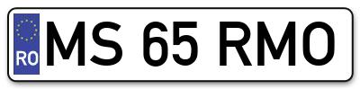 Placuta inmatriculare numar auto  MS-65-RMO, MS 65 RMO, MS65RMO