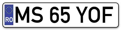 Placuta inmatriculare numar auto  MS-65-YOF, MS 65 YOF, MS65YOF