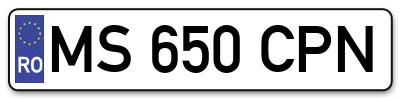 Placuta inmatriculare numar auto  MS-650-CPN, MS 650 CPN, MS650CPN