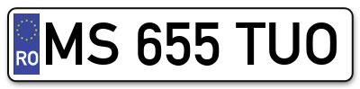 Placuta inmatriculare numar auto  MS-655-TUO, MS 655 TUO, MS655TUO