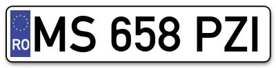 Placuta inmatriculare numar auto  MS-658-PZI, MS 658 PZI, MS658PZI
