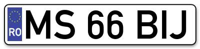 Placuta inmatriculare numar auto  MS-66-BIJ, MS 66 BIJ, MS66BIJ