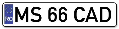 Placuta inmatriculare numar auto  MS-66-CAD, MS 66 CAD, MS66CAD