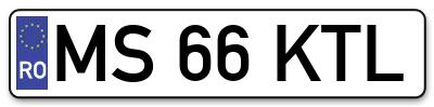 Placuta inmatriculare numar auto  MS-66-KTL, MS 66 KTL, MS66KTL