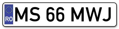 Placuta inmatriculare numar auto  MS-66-MWJ, MS 66 MWJ, MS66MWJ