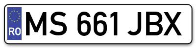 Placuta inmatriculare numar auto  MS-661-JBX, MS 661 JBX, MS661JBX