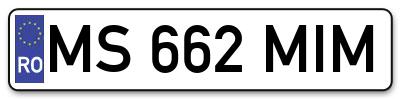 Placuta inmatriculare numar auto  MS-662-MIM, MS 662 MIM, MS662MIM