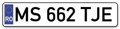 Placuta inmatriculare numar auto  MS-662-TJE, MS 662 TJE, MS662TJE