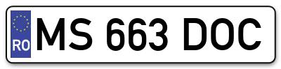 Placuta inmatriculare numar auto  MS-663-DOC, MS 663 DOC, MS663DOC