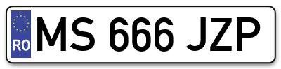 Placuta inmatriculare numar auto  MS-666-JZP, MS 666 JZP, MS666JZP